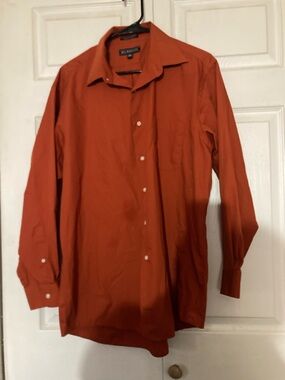Men's Classic Long-Sleeve Button-Up Shirt - Rust Orange